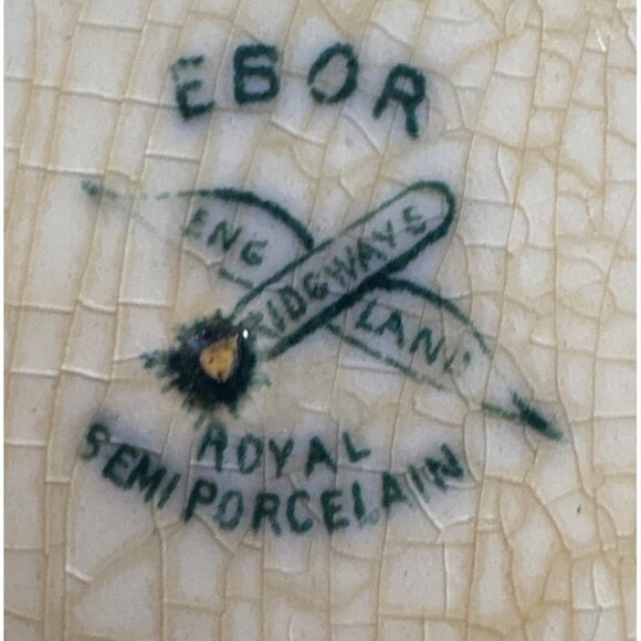 Ebor by Ridgway Plate Flow Blue 8" Floral Gold Trim England Semi Porcelain - Picture 4 of 7